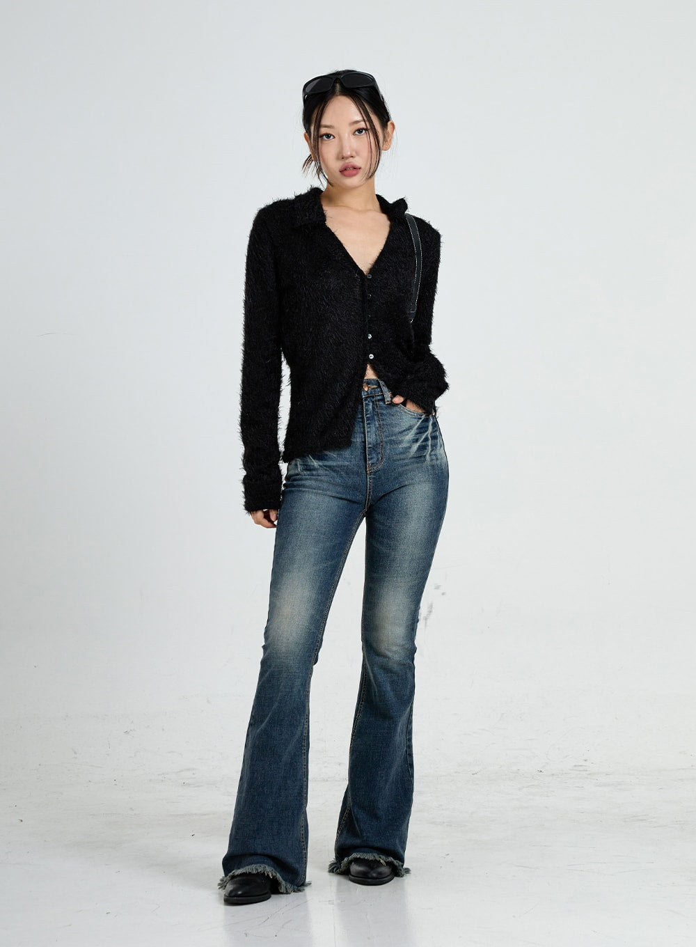 褪色水洗微喇牛仔褲 CO17