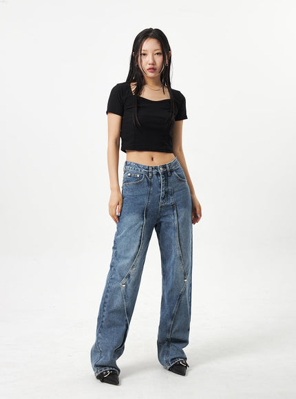 Wrapped Wide Leg Jeans CA320
