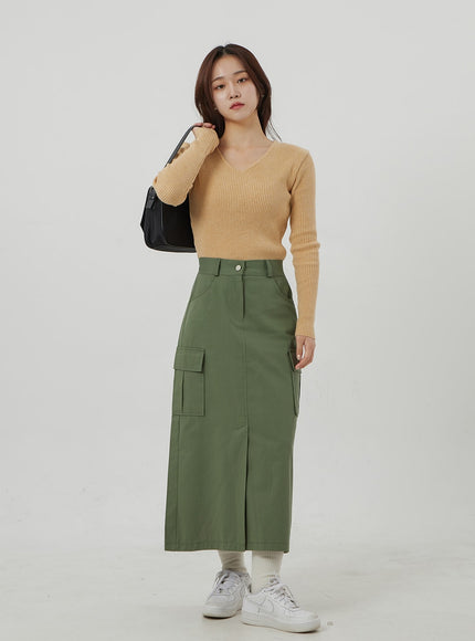 羅紋針織 V 領上衣 OJ325