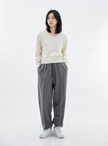 Basic V-Neck Midi Knit OO04