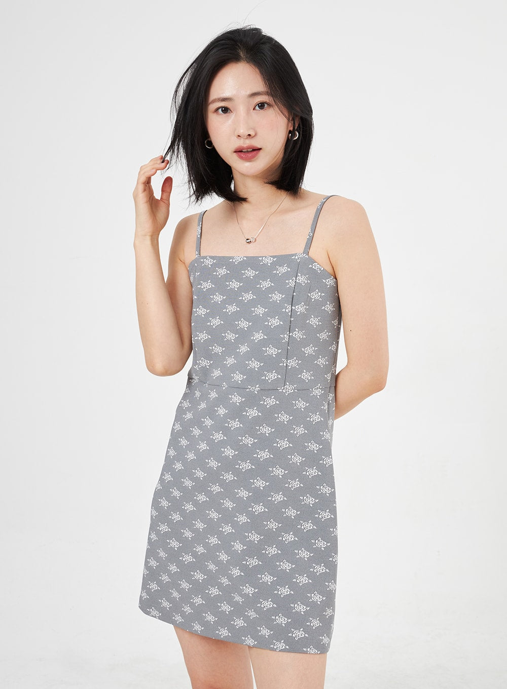 玫瑰印花迷你連衣裙 OA310