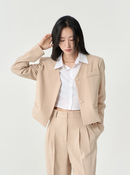 High Waist Pintuck Wide Leg Tailored Pants OS13