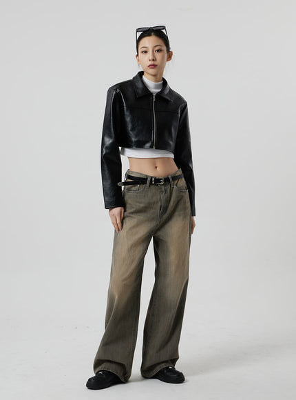 復古水洗寬鬆牛仔褲 CF307