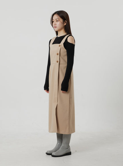 裹身鈕扣長連衣裙 OF307