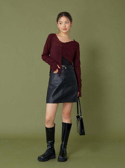 Faux Leather Miniskirt CG12
