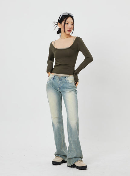 低腰微喇牛仔褲 CF315