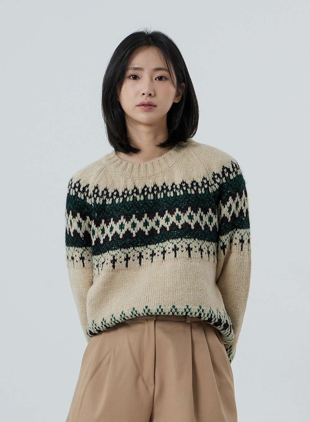 Winter Pattern Round Neck Knit OD06 - Lewkin