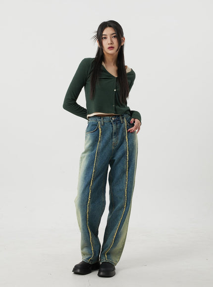 V-Neck Button Cropped Cardigan BJ318