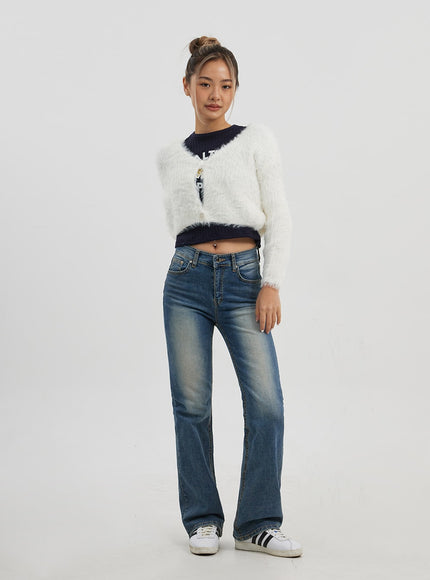 人造毛皮兩粒扣短款開衫 CJ325