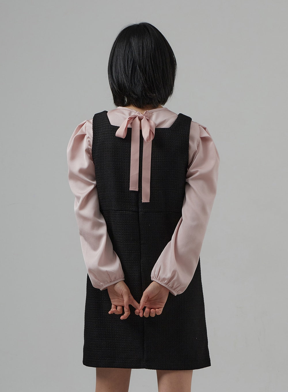 Square Neck Sleeveless Tweed Mini Dress OD29