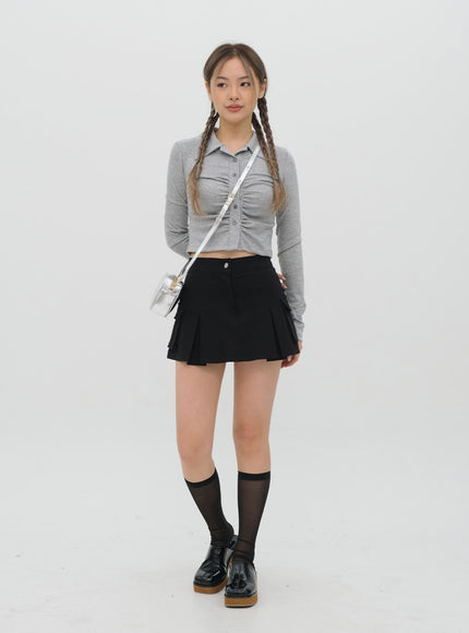 正面抽褶短款襯衫 C1002 