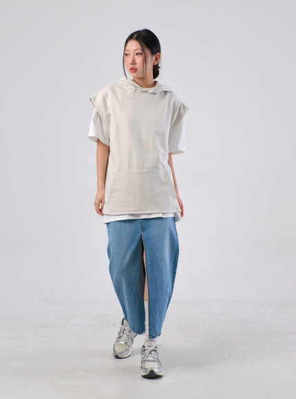 前開衩牛仔長裙 IA305