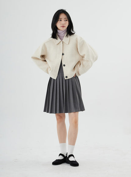 Hidden Button Short Coat ON07