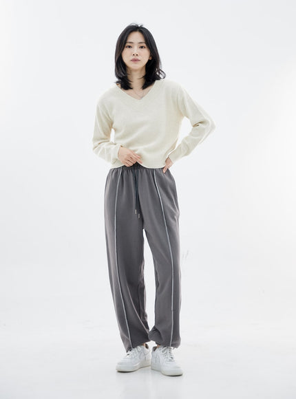 Basic V-Neck Midi Knit OO04
