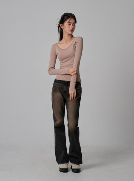 Vintage Wash Bootcut Jeans IJ310