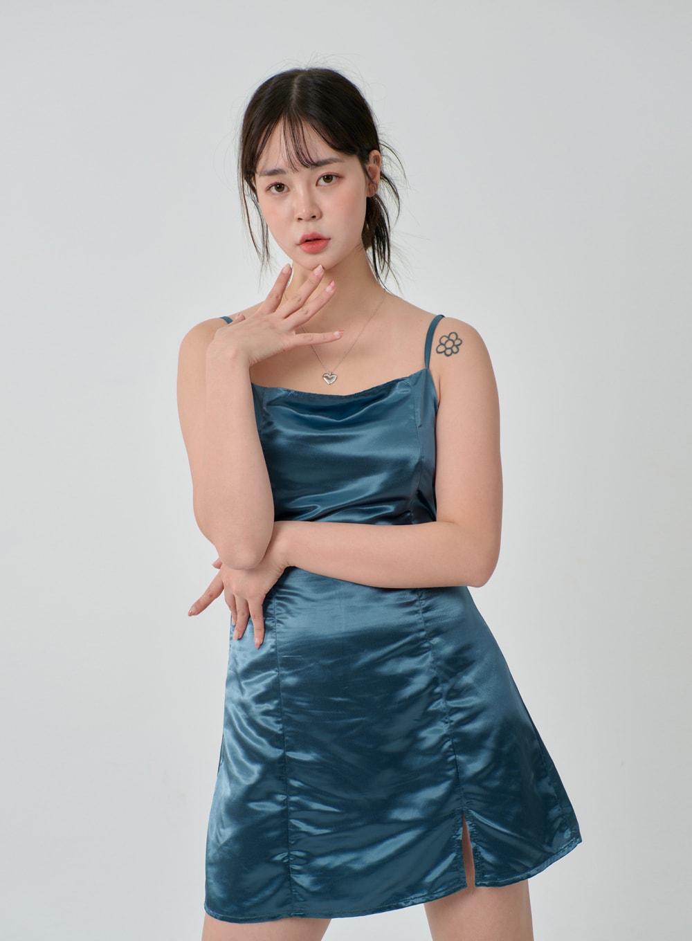 Satin Slit Sleeveless Mini Dress ID30