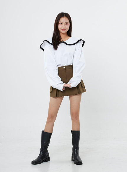 百褶工裝迷你裙 BO13