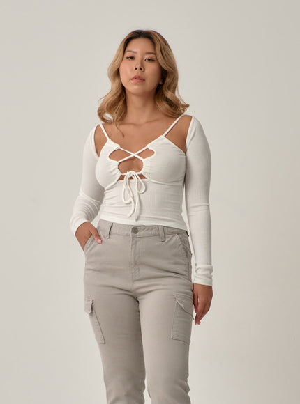 性感正面交叉繫帶短款上衣 IN22