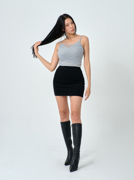 網布細節短款無袖上衣 IN25