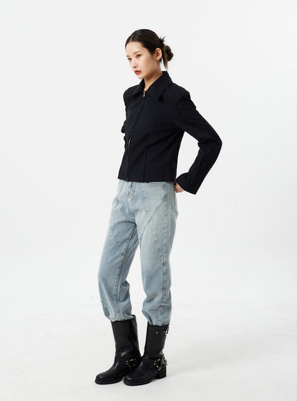 淺色水洗直筒牛仔褲 CM307