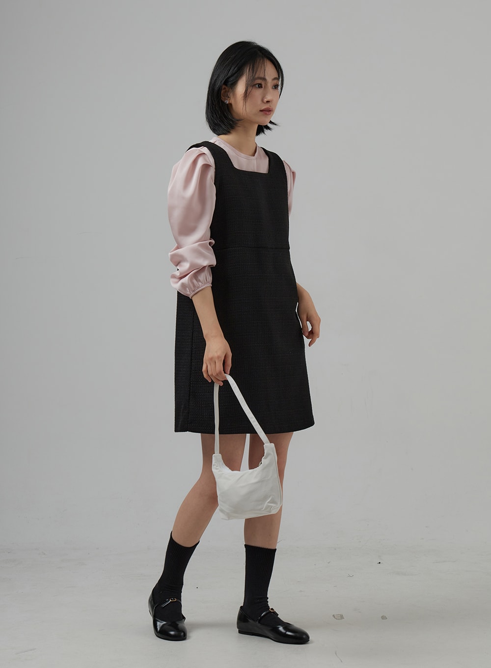 Square Neck Sleeveless Tweed Mini Dress OD29