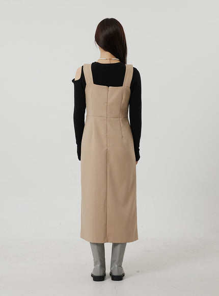 裹身鈕扣長連衣裙 OF307