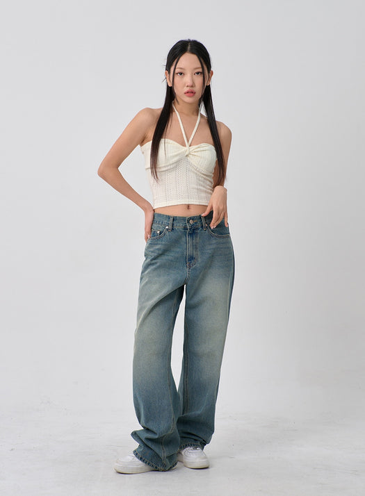 Knit Bustier Neck String Top CN09