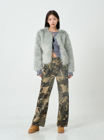 蓬鬆毛皮夾克 IO12