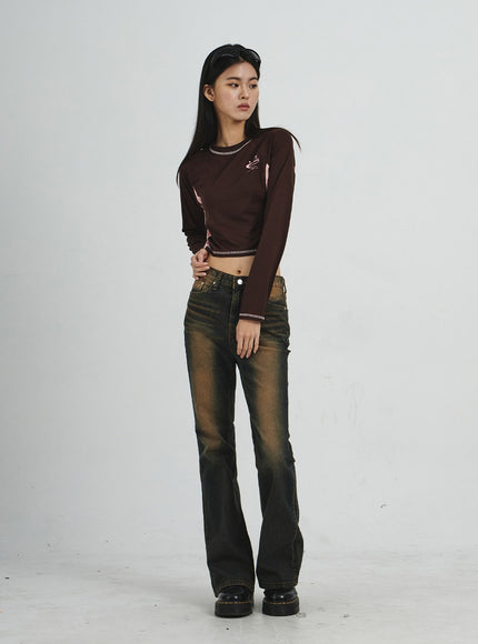 Vintage Washing Bootcut Jeans CD02