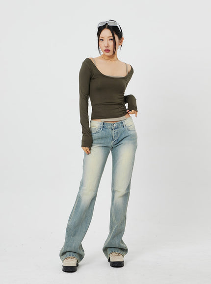 低腰微喇牛仔褲 CF315