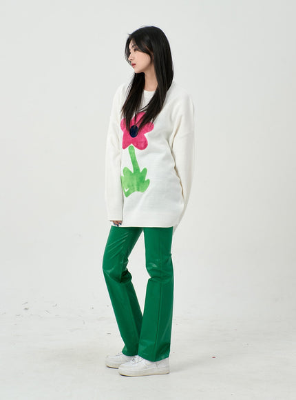 Faux Leather Straight Pants BD09