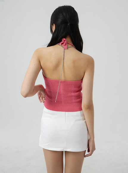 Ribbed Halterneck Sleeveless Top BM304