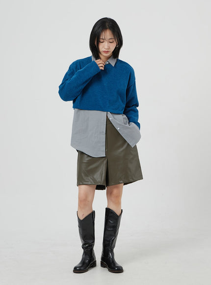 人造皮百慕大短褲 OM303