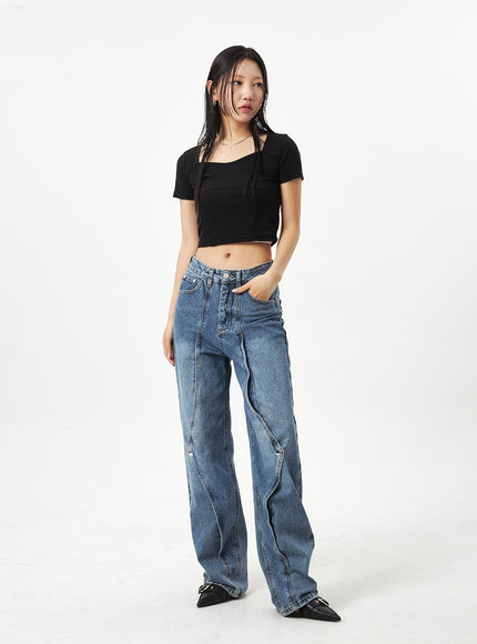 Wrapped Wide Leg Jeans CA320