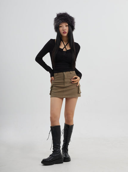 高腰工裝迷你裙 CJ319