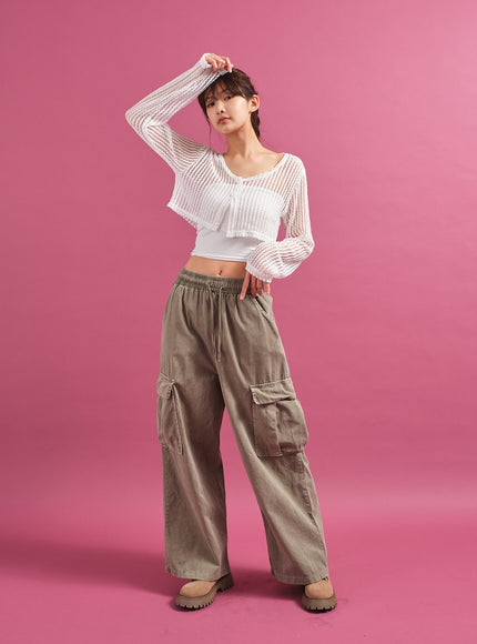 Sheer Mesh Crop Cardigan CY17