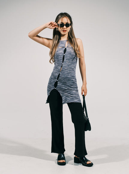 開衩分層迷你連衣裙 CJ03