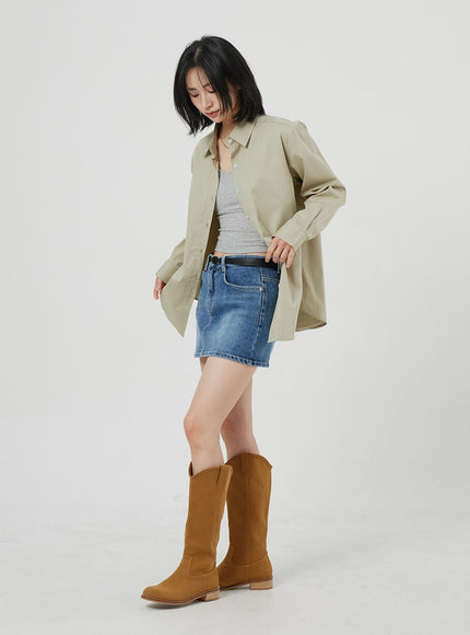 Mid-Rise Denim Mini Skirt OM303