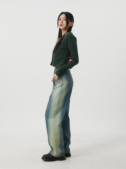 V-Neck Button Cropped Cardigan BJ318