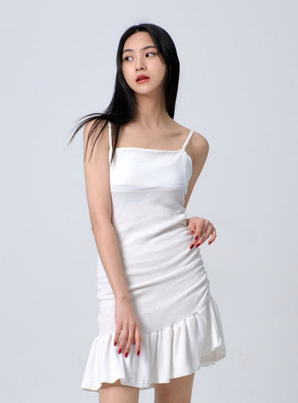 細肩帶褶邊迷你連衣裙 BJ331