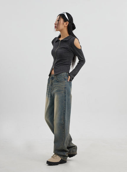 Vintage Wash Wide Leg Jeans CJ319