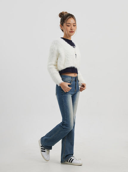 人造毛皮兩粒扣短款開衫 CJ325