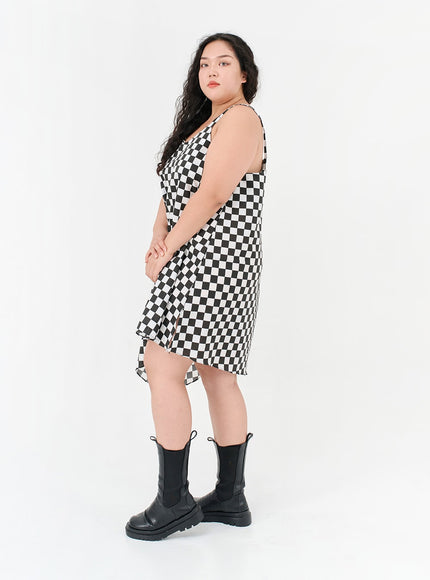 加格子無袖連衣裙IG09