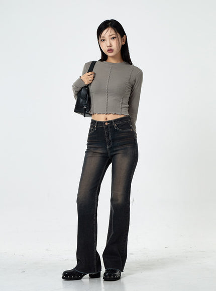 Basic Washed Bootcut Jeans CS07