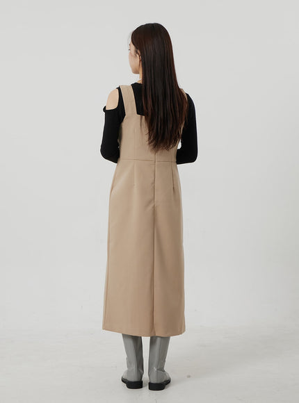 裹身鈕扣長連衣裙 OF307