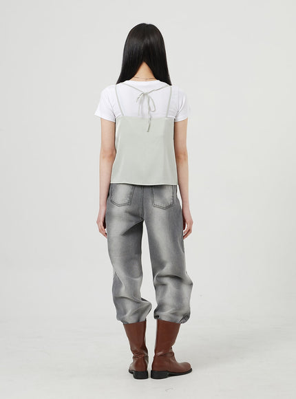 緞面無袖上衣 OF327