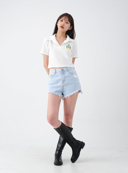 仿舊毛邊牛仔短褲 CA27