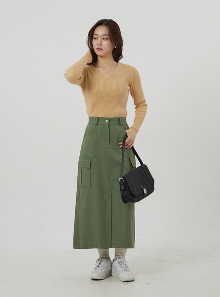 羅紋針織 V 領上衣 OJ325