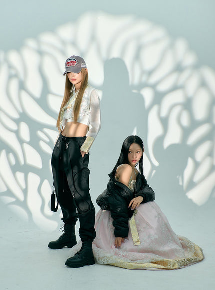 雙肩帶工裝降落傘寬鬆褲 BD23