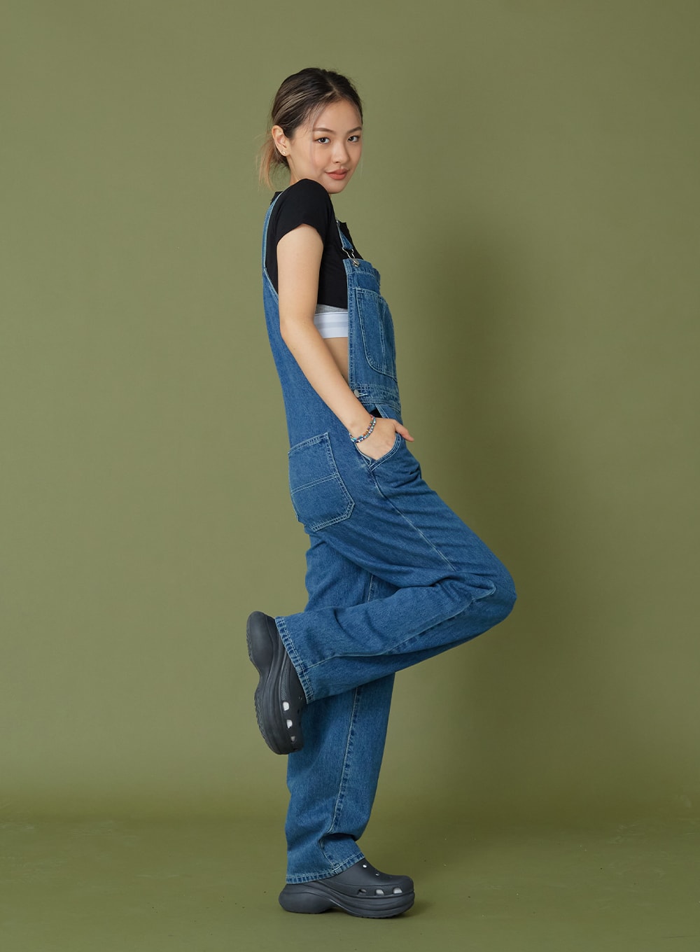 Washed Denim Overall Pants CG09